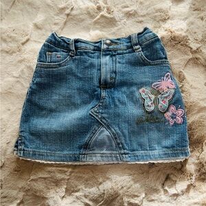 Vintage Levis Toddler Denim Butterfly Mini Skirt With Shorts Size 3T